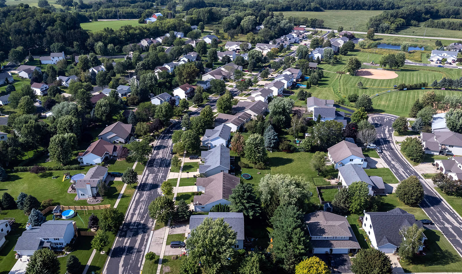 drone shot of properties managed by Renew Management